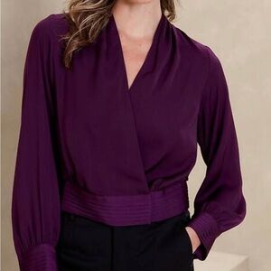 Banana Republic pleated wrap blouse